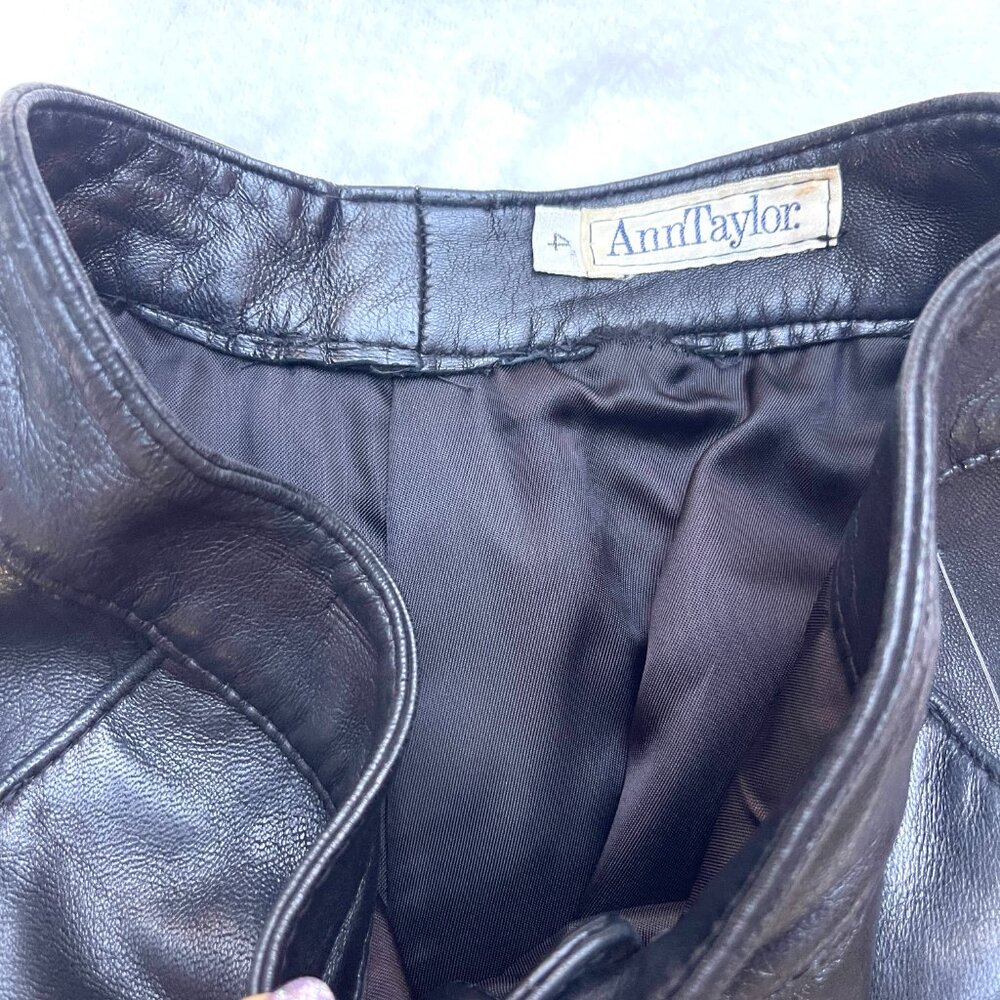 Vintage high rise genuine Buttery Leather Blk Rocker Motorcycle Pants 4 - Picture 4 of 11